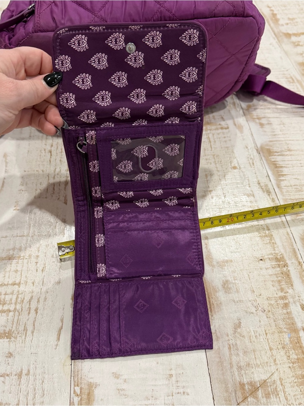 Vera Bradley Quilted Berry Plum Purple Backpack with Matching Riley Wallet Set - Picture 4 of 9